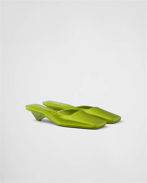 prada green satin mules|Women's Prada Mules .